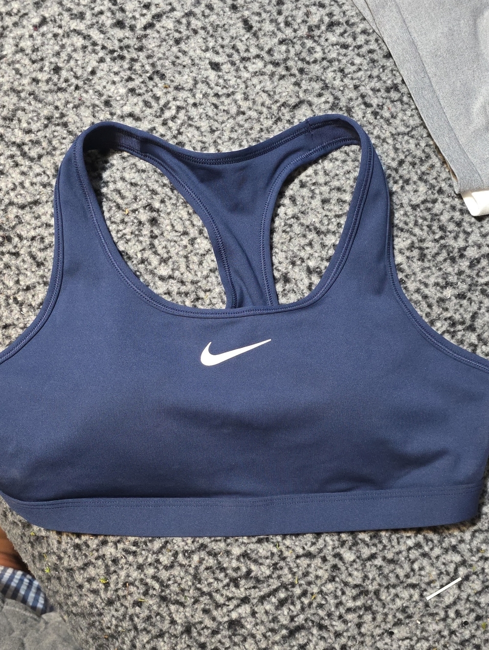 Nike Navy Racerback Sports Bra with White Swoosh